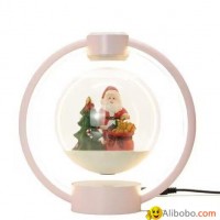pink magnetic levitation floating christmas decoration light lamp for gift