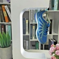 customize logo magnetic levitation rotating shoe advertisment display rack