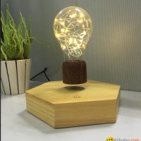 new 360 rotating  wooden base magnetic floating levitating  led bulb lamp light