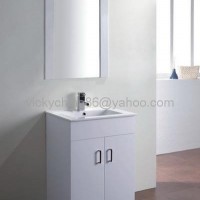 white mdf  bathroom vanity with matched mirror