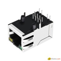 5-6605748-1 10/100 Base-T 1 Port RJ45 Magnetics Connector With 90 Degree
