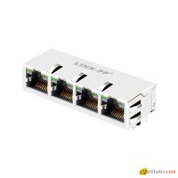 XFG1-IB1OOJM-CLxu4MS | 1X4 RJ45 Connectors with 1000 Base-T Integrated Magnetics