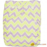 One Size Cute Bamboo Fitted Diaper Sewn With 3-layer Bamboo Insert