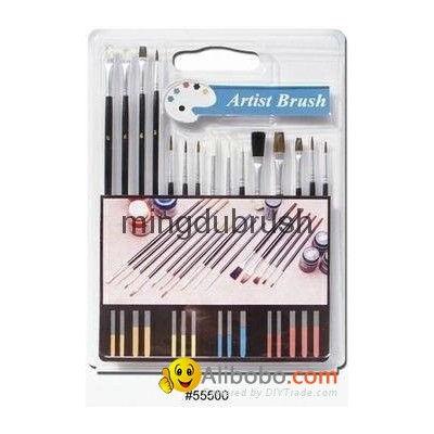 Nickel-Plated Brass Artist paint Brush Set with Colored Wooden Handle (#55500)picture1