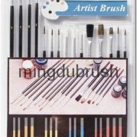 Nickel-Plated Brass Artist paint Brush Set with Colored Wooden Handle (#55500)