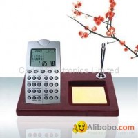 World Time Calendar Calculator with Wooden Base