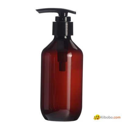 200ml Plastic Amber Bottle With Ribbed Lotion Pumppicture1