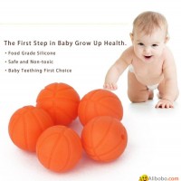 BD042 16mm Food Grade Basketball Shape Silicone Baby Chew Beads