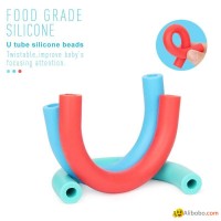 BD044 BPA free chewabel silicone teething baby U shaped beads for necklace