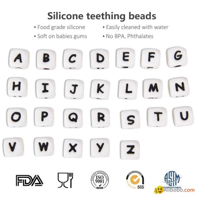 BD030 26 alphabet silicone beads from baby product factorypicture1