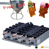 Gas type 10 pcs  Ice cream Fish Cone Waffle Machine Taiyaki Maker Waffle Baker