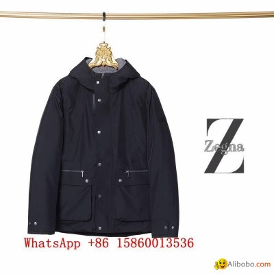 Zegna black down jacket,Zegna hooded padded jacket,Men's down puffer jacket salepicture1