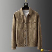 Comfortable elastic and delicate suede jacket men's men's lapel casual jacket au