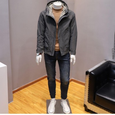 Autumn and winter new men's hooded casual jacket coat Korean youth tooling trendpicture1