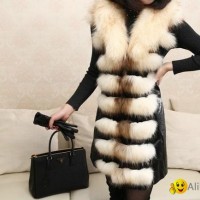 Lady Fashion Real Raccoon Dog Fur CoatGXK002 with rabbit skin hot selling