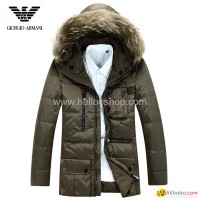 2014 brand designers men down long coats with big fur collar cheap price