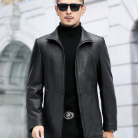Butterfly leather jacket goatskin lapel dance dress men's down jacket men