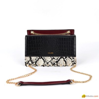 CONTRAST COLOR PYTHON CROSSBODY FASHION BAGpicture1