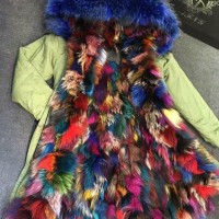 Fox Muiltcolor Fashion Real Fur Jacket,Natural Fox Fur Winter Jacket Lakeblue Re