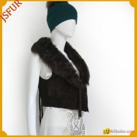 Hot sale for 2015 winter luxurious vest pigskin garment with sheep fur collar sh