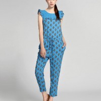 Blue multicolor printed fashion conjoined trousers