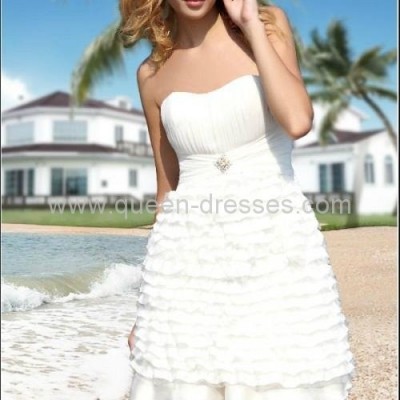 High quality Chiffon&Silk Strapless white maxi short skirt dresspicture1