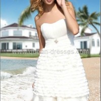 High quality Chiffon&Silk Strapless white maxi short skirt dress