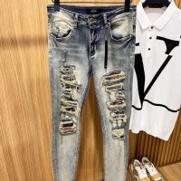 factory price Newest Amiri long jeans man Amiri jeans dark blue Amiri wholesale