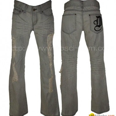Wrinkled Decolored Men's Damage Jeanspicture1
