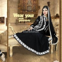 Matwali - Dark Black Color Semi-stitchd Salwar Kameez