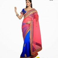 Heavy Designer Pink Net Saree