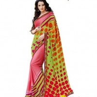 Fashion Pink Printed Georgette Saree