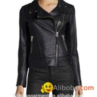 Women Biker Jacket With Front Zipper