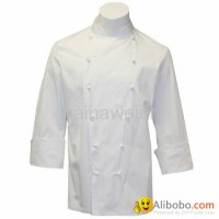 Hot custom Traditional White Fineline w/Studs/Sleeve Pocket Chef coat/chefs wear