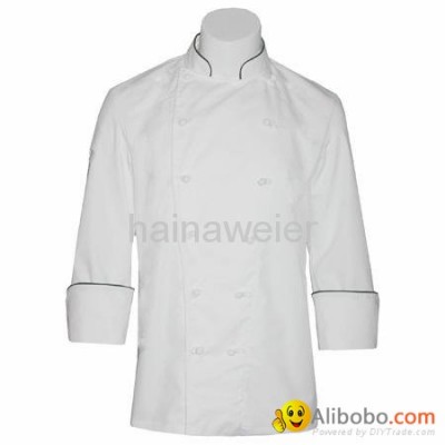 Hot sale Traditional White Fineline w/Black piping chef coatpicture1
