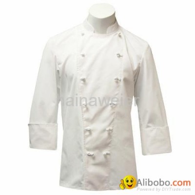 Custom Traditional White Fineline w/Knot Buttons chef coat/chefs wearpicture1