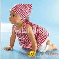3 pieces Baby kerchief+ sleeveless dress+ white pant baby wear baby set