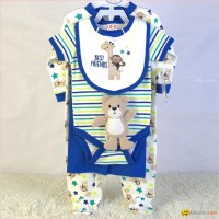 infant garment set bodysuit bib doll pants and sleeper 5 piece set China OEM