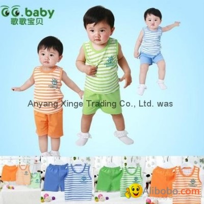 100%Cotton Summer Baby Sets Striped Newborn Boy Girl Set Baby Shirt+Shorts Suitspicture1