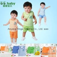 100%Cotton Summer Baby Sets Striped Newborn Boy Girl Set Baby Shirt+Shorts Suits