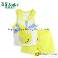 2015 Cartoon 100%Cotton Baby Sets Summer Baby Boy Girl Suits T-Shirt+Shorts