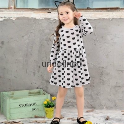 2017 New Fashion Spring Autumn Baby Girls Long Sleeve Dress Cute Cartoon Catpicture1