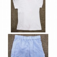 GIRL'S T SHIRT AND STRIPE SHORT SET