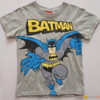 children's crewneck grey t shirt with batman carton printing