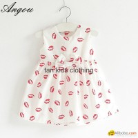 Angou New summer girls dress Fashion Printed Dress Baby Girls Dress Cotton