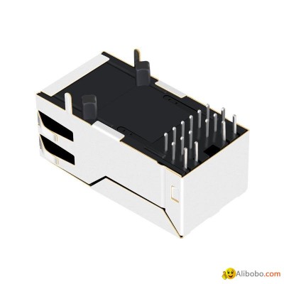 JXK0-0136NL 1000 Base-t 1X1 Port  RJ-45 Connector With LEDpicture1