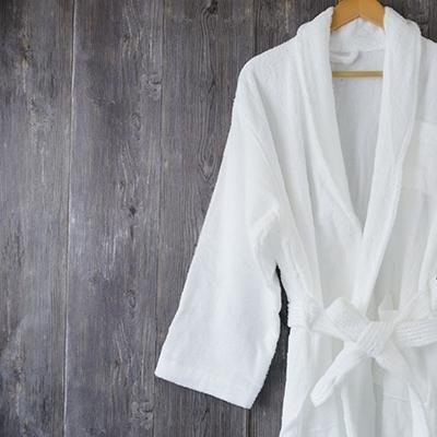 Terry 100% cotton bathrobe shawl collar white long hotelpicture1