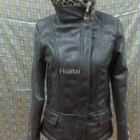 suede bonded printed teddy fur jacket
