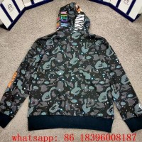 wholesale top quality bape splicing sleeves jackets shark coat zip up hoodies