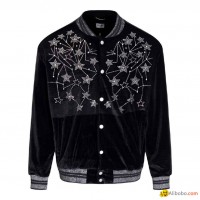 Yves Saint Laurent Beaded Jacket     Velour embellished Crystal Stars Bomber